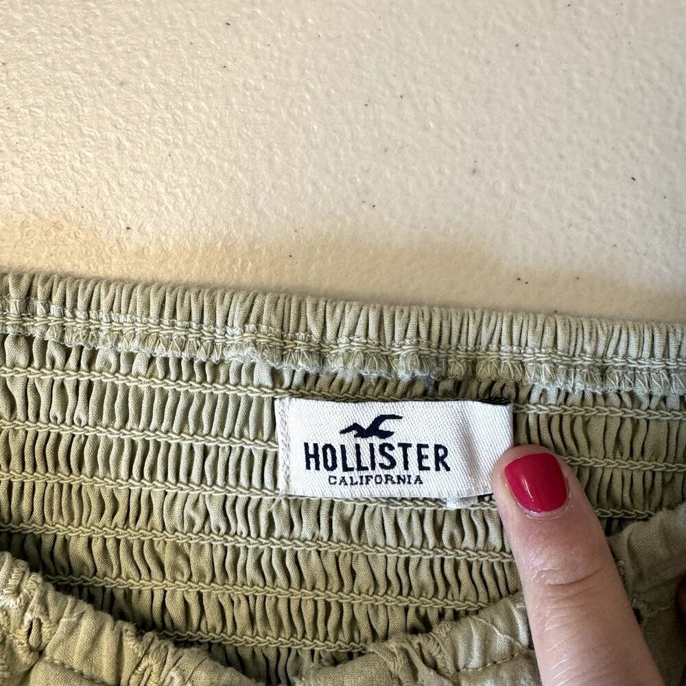 Hollister Peasant Eyelet Crop Top Green Women's Size Large - Picture 3 of 5